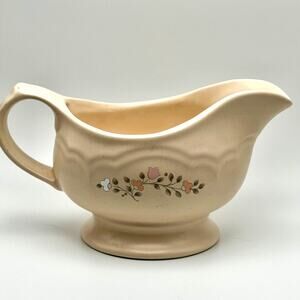 Pfaltzgraff Footed Vintage Gravy Boat‎ Remembrance Stoneware Retired.